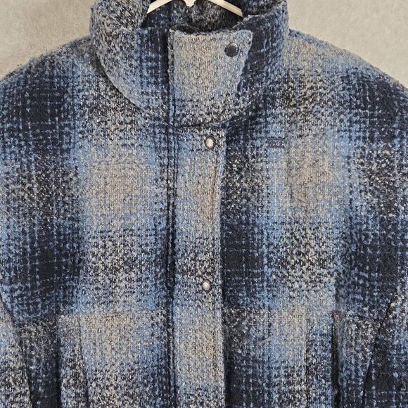Levis Jacket Cinch Coat Puffer Heavyweight WOOL Blend Medium Womens Plaid - Picture 2 of 13